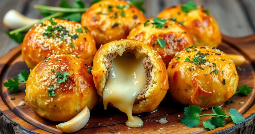 Garlic Parmesan Cheeseburger Bombs